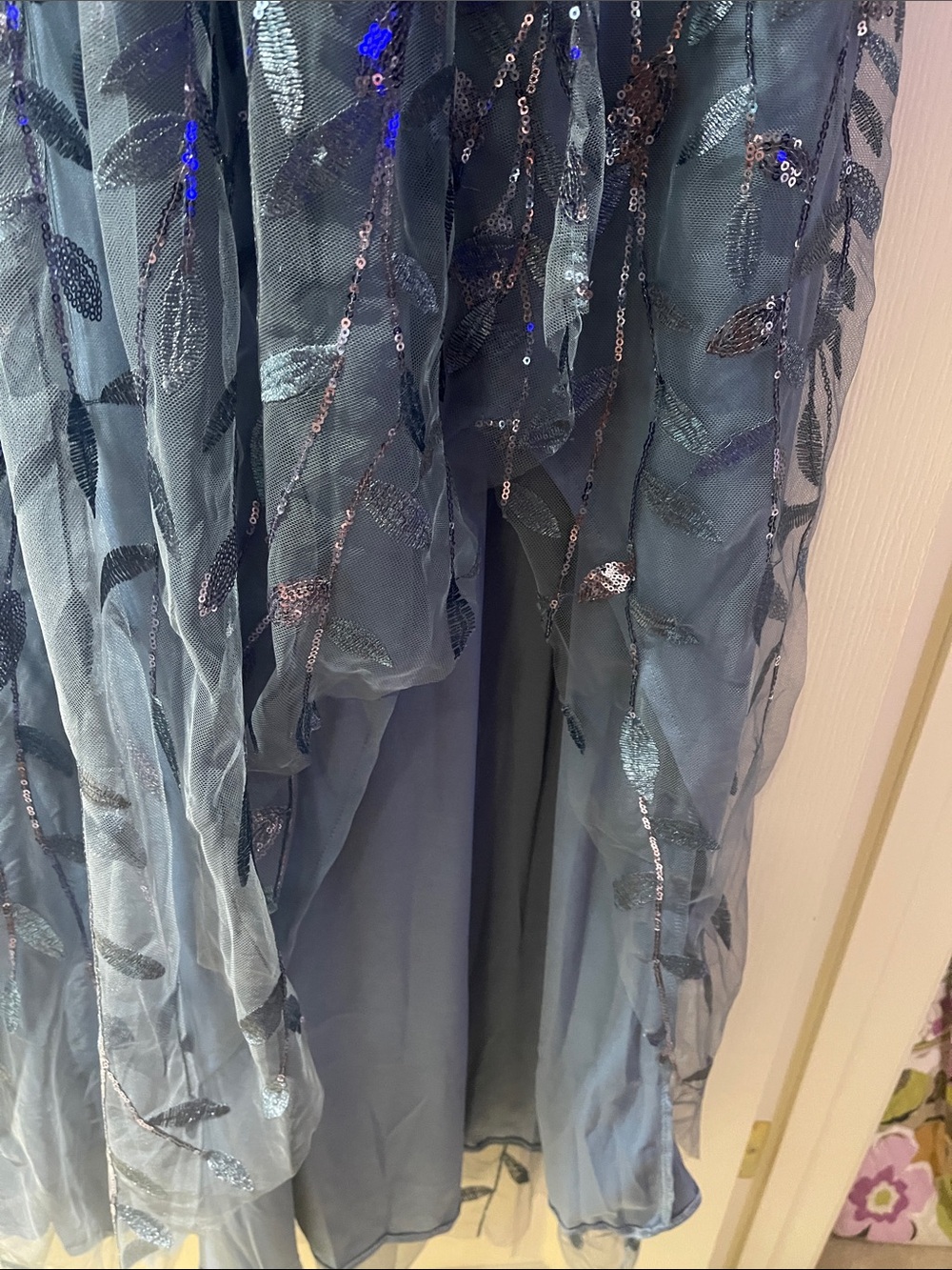 Ever Pretty Dusty Blue Embroidered Tulle Evening Dress - Picture 4 of 6